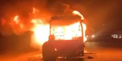اتوبوس مسافربری در آزاد راه پیامبر اعظم(ص) تبریز آتش گرفت